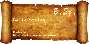 Balla Szilas névjegykártya